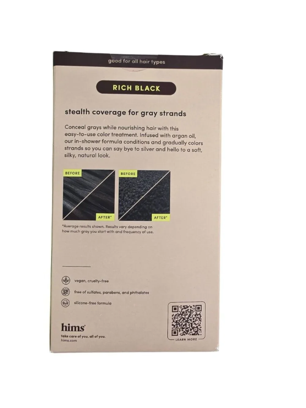 Hims Under Cover Hair Color Conditioner Rich Black Men 5 fl oz New In Box